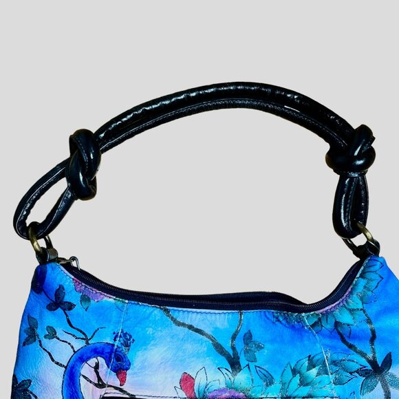 Artistic  Expression by sharif  Hand-Painted Leather Peacock Handbag with  Walle - Picture 5 of 16